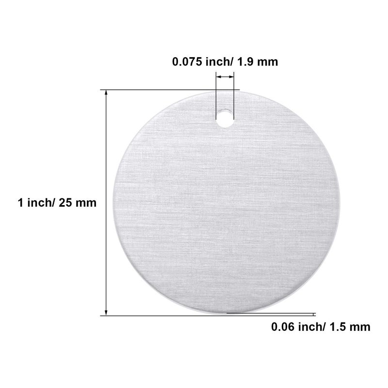 Poen Metal Stamping Blank Tags Aluminum Blanks Metal Tags 1 Inch Round with Hole, 0.06 Inch Thickness for Jewelry Stamping(100) - Image 2